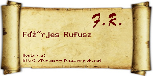 Fürjes Rufusz névjegykártya